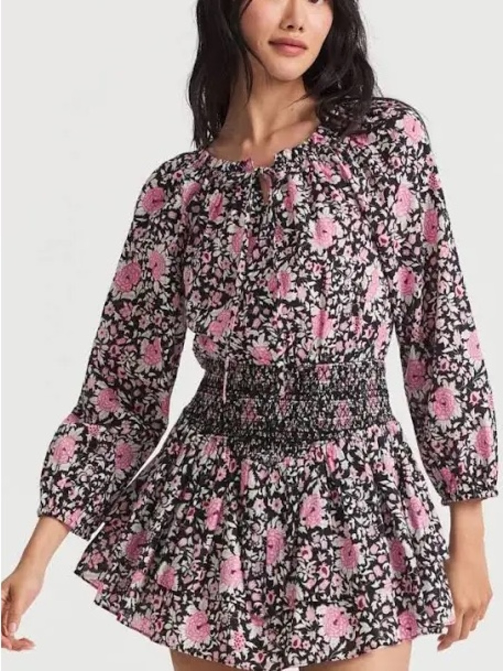NWOT LoveShackFancy Netra Black Floral Dress. Size ( P) XS